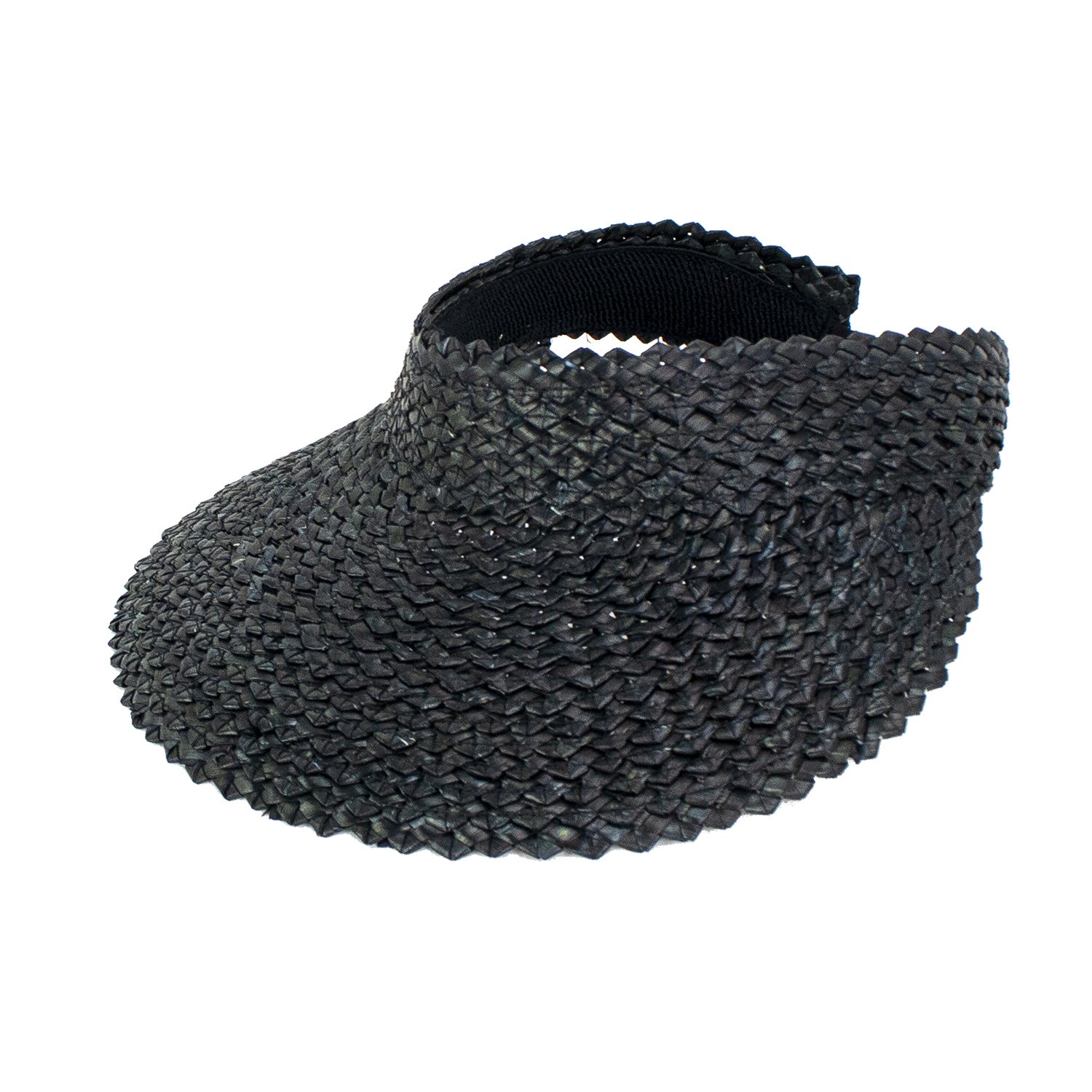 Cleobella Braided Straw Visor Hat Doba Black